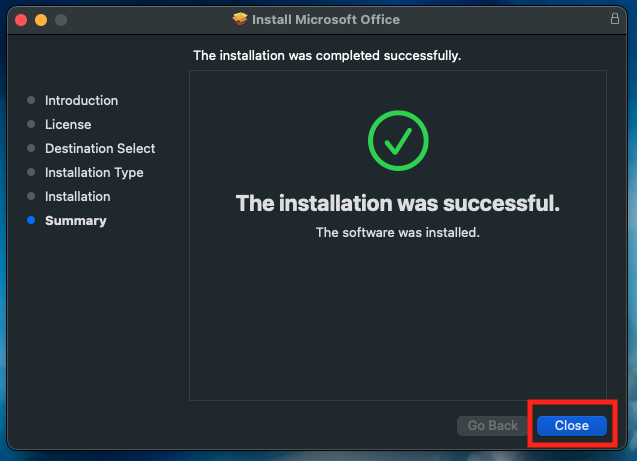 what to do after installer for office on mac